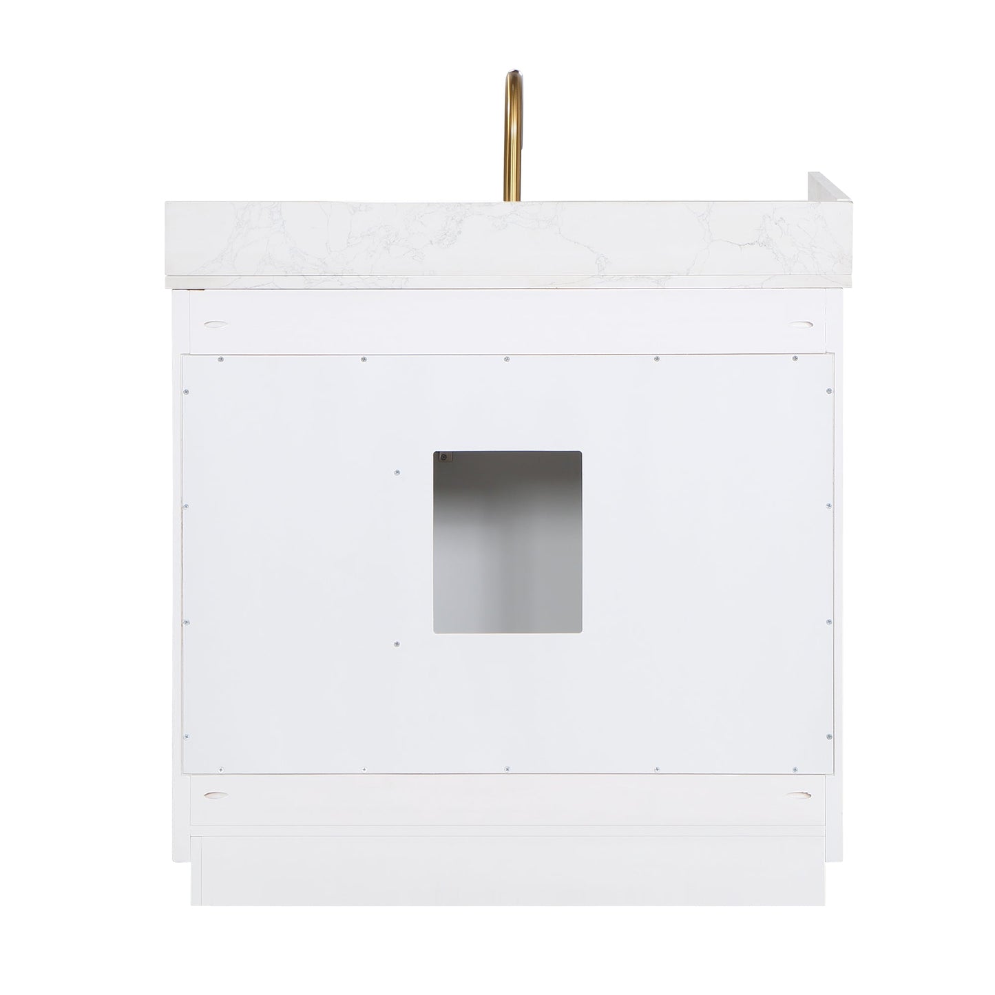 Gavino 36" Single Bathroom Vanity in White with Grain White Engineered Stone Countertop with Mirror