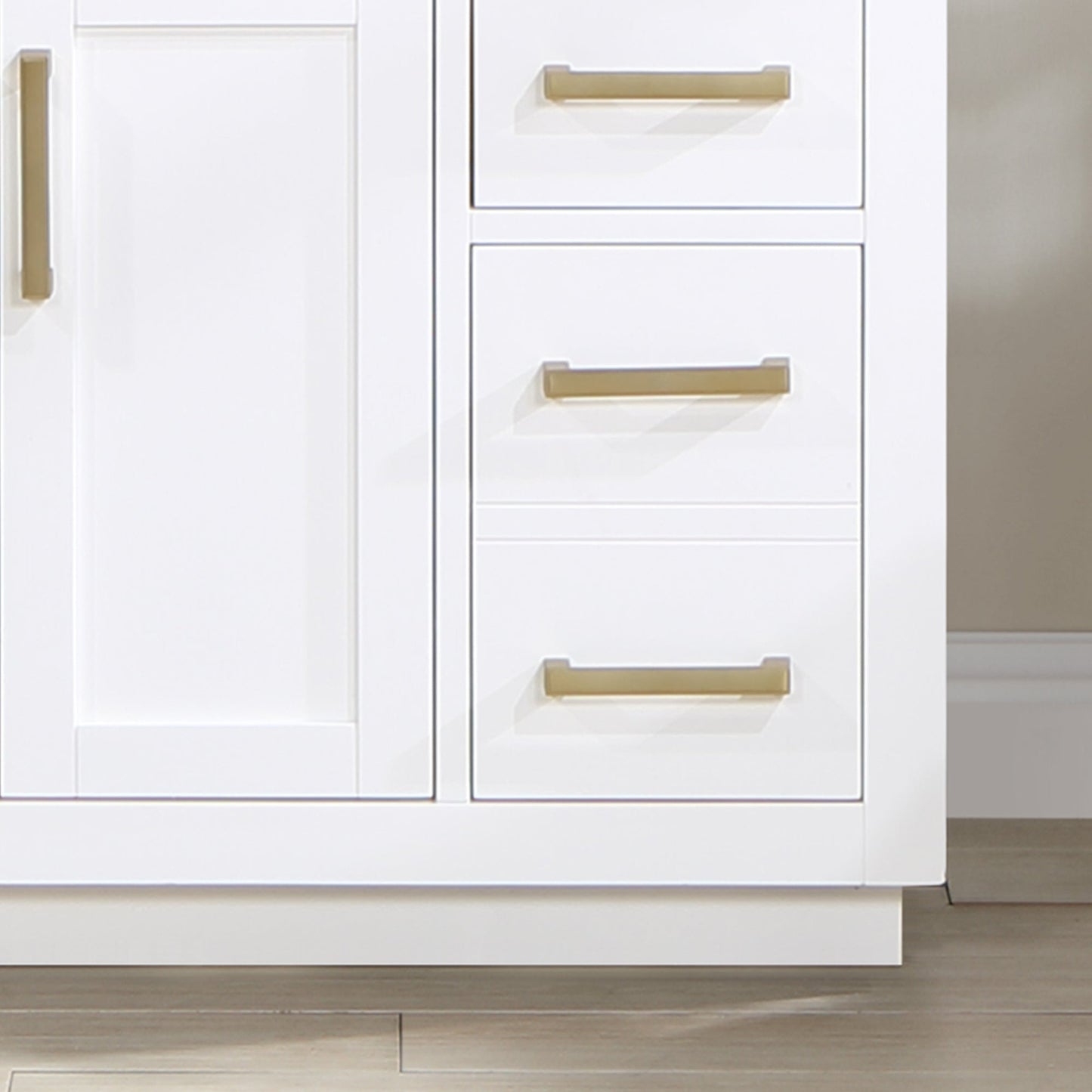 Gavino 36" Single Bathroom Vanity in White with Grain White Engineered Stone Countertop with Mirror