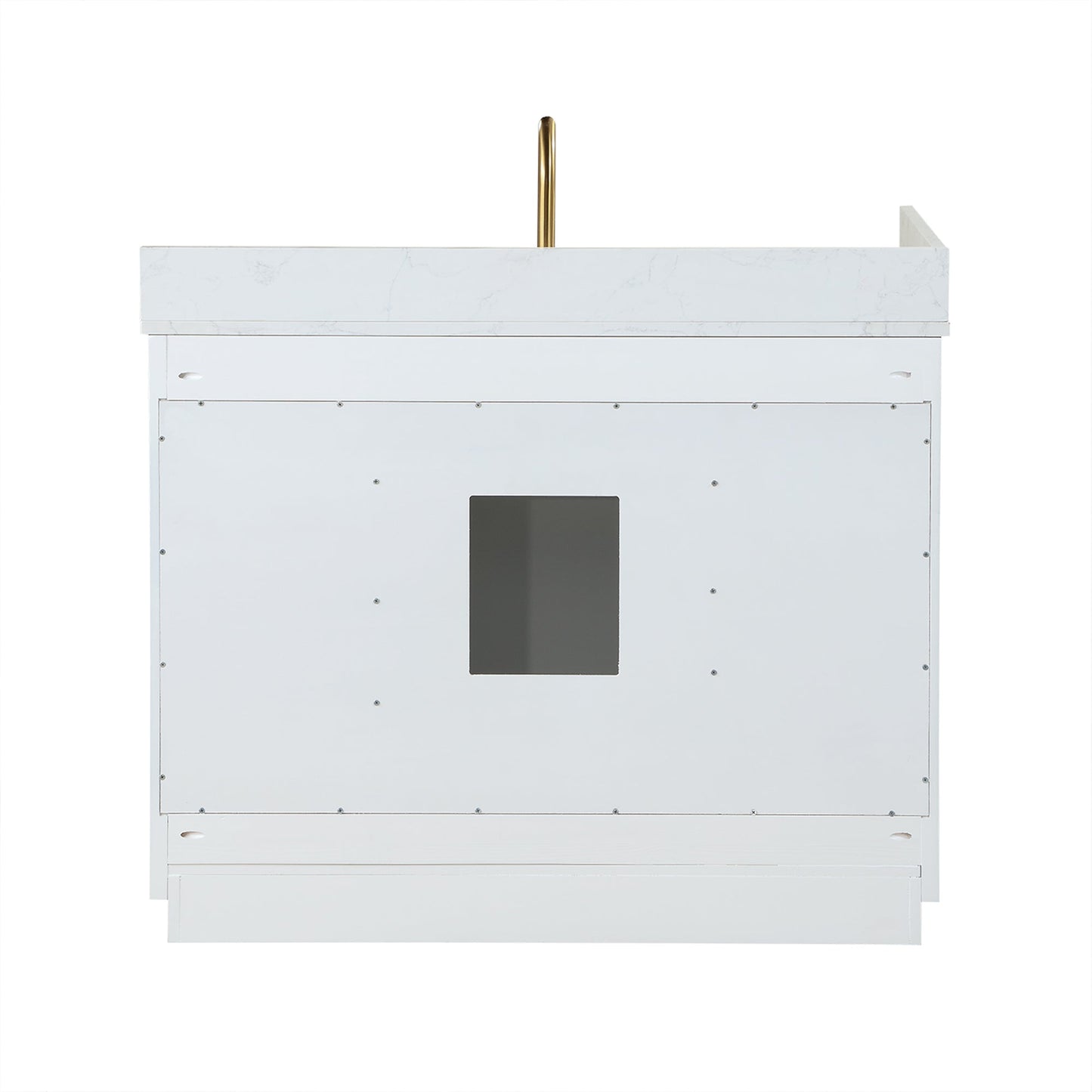 Gavino 42" Single Bathroom Vanity in White with Grain White Engineered Stone Countertop without Mirror