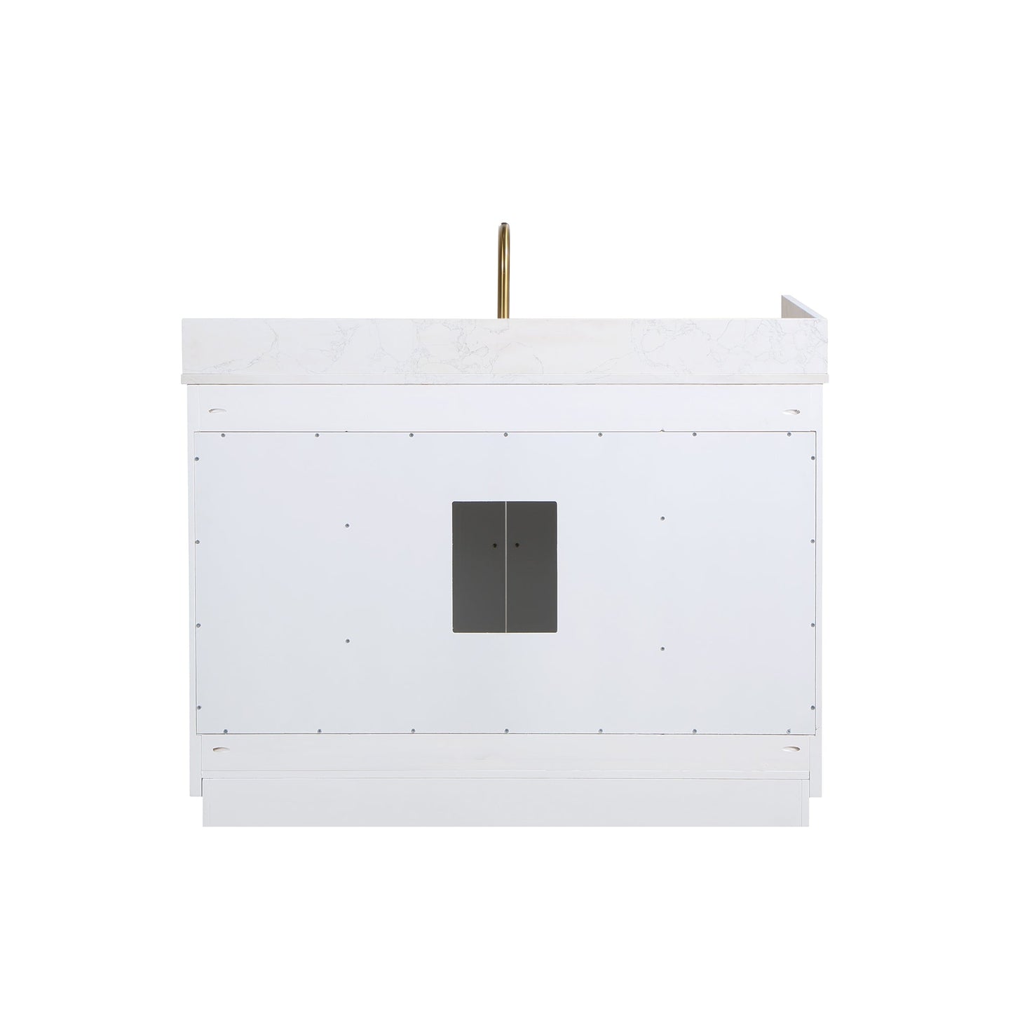 Gavino 48" Single Bathroom Vanity in White with Grain White Engineered Stone Countertop without Mirror