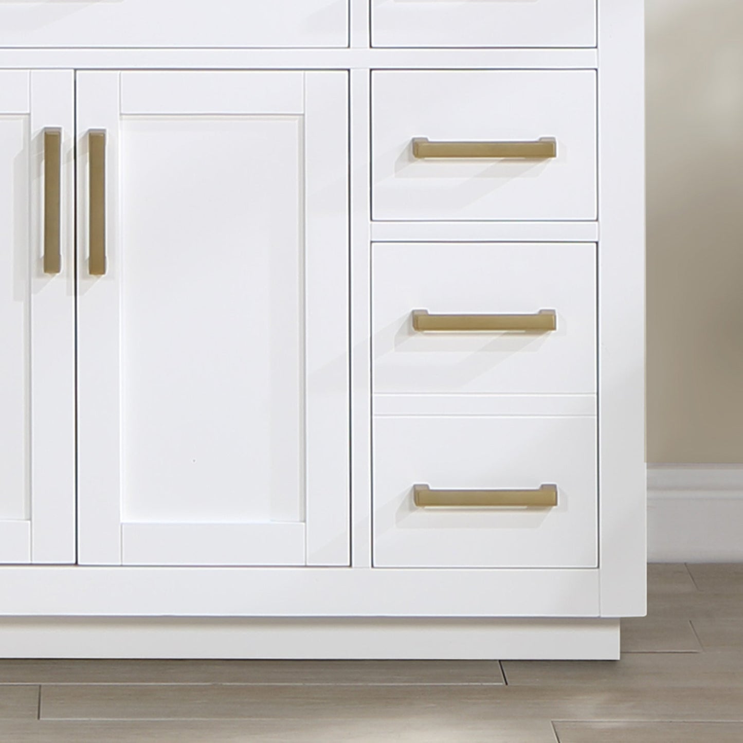 Gavino 48" Single Bathroom Vanity in White with Grain White Engineered Stone Countertop with Mirror