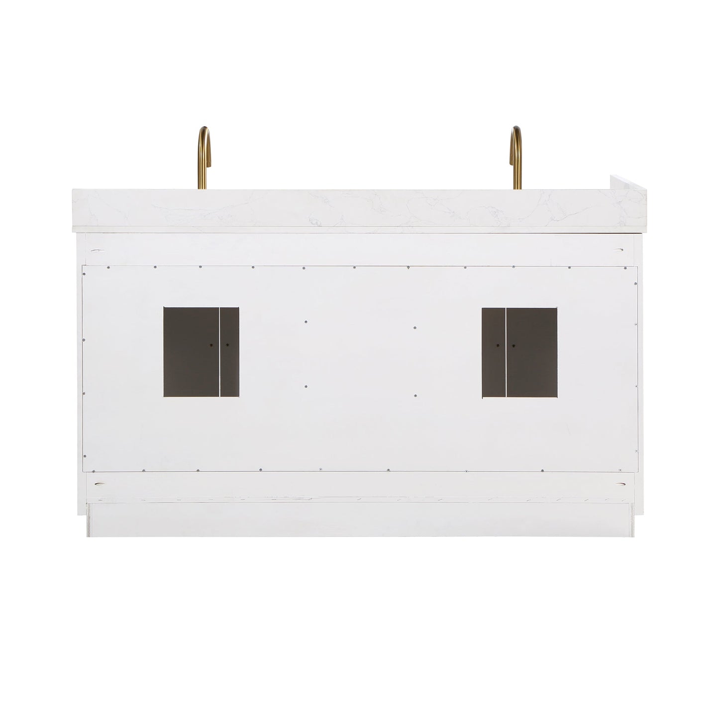 Gavino 60" Double Bathroom Vanity in White with Grain White Engineered Stone Countertop without Mirror