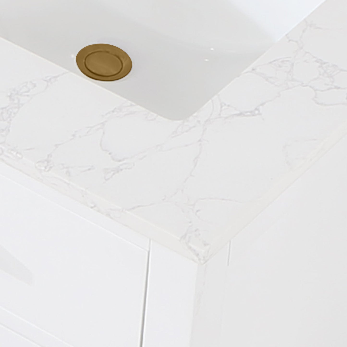 Gavino 60" Double Bathroom Vanity in White with Grain White Engineered Stone Countertop with Mirror