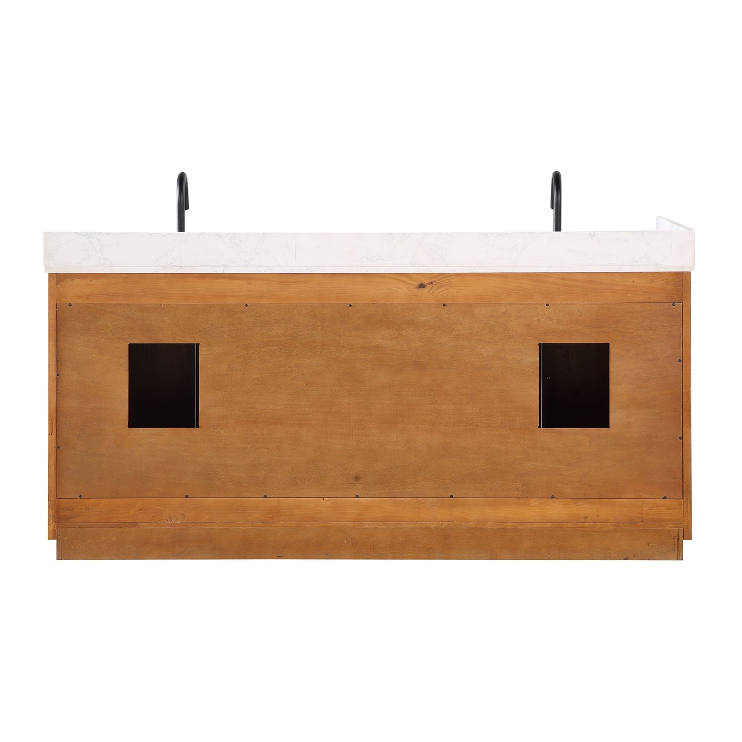 Gavino 72" Double Bathroom Vanity in Light Brown with Grain White Engineered Stone Countertop without Mirror