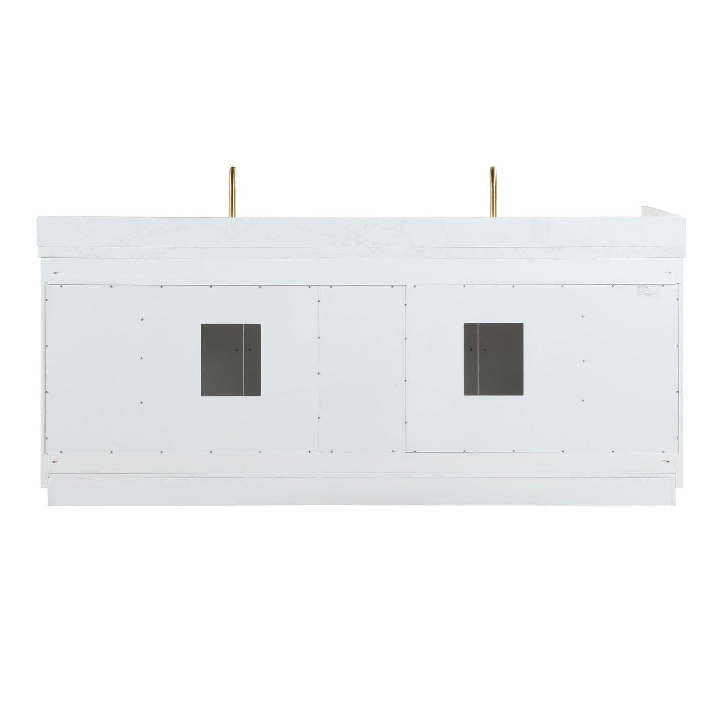 Gavino 84" Double Bathroom Vanity in White with Grain White Engineered Stone Countertop without Mirror