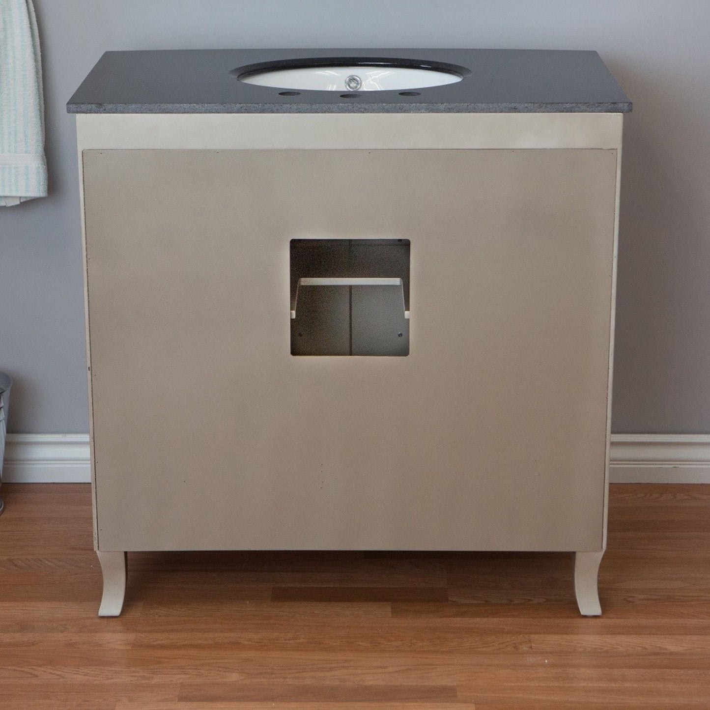 36" Single sink vanity wood bronze silver