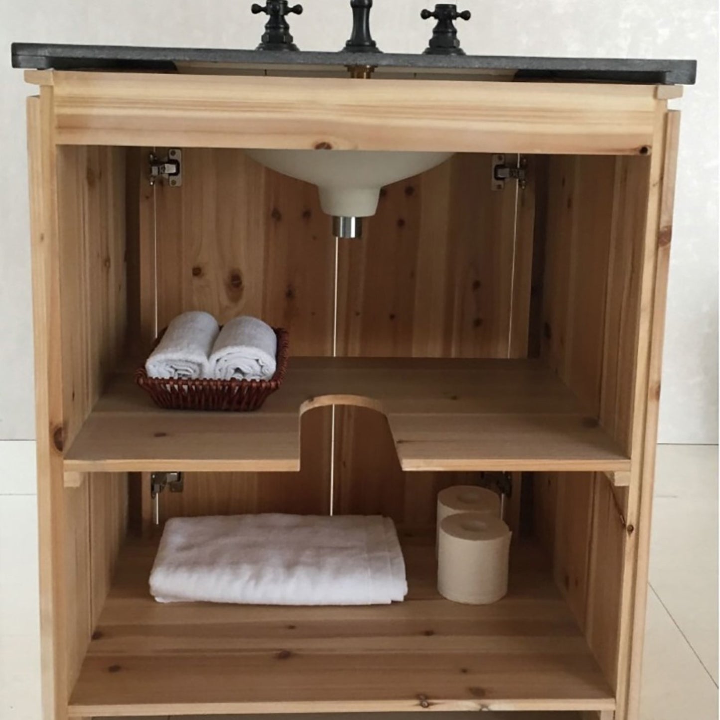 30" Single sink vanity solid fir natural