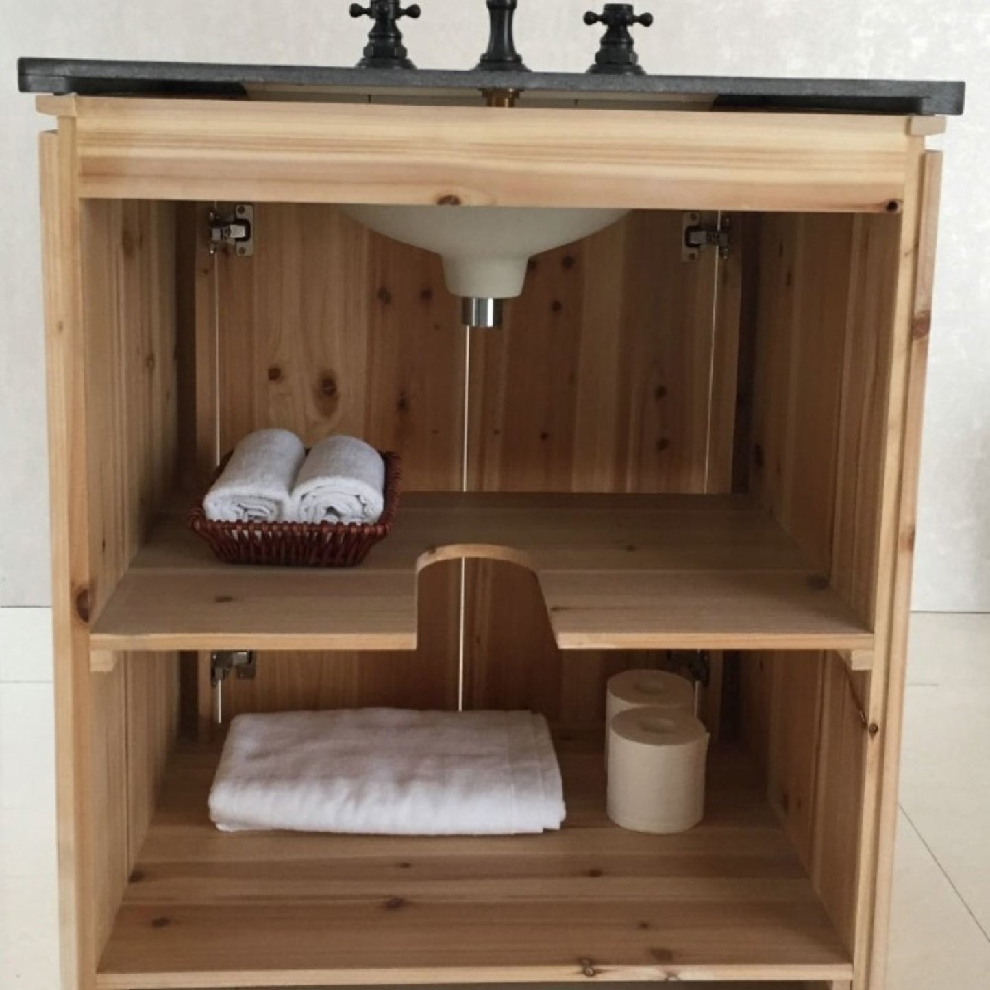 30" Single sink vanity solid fir natural