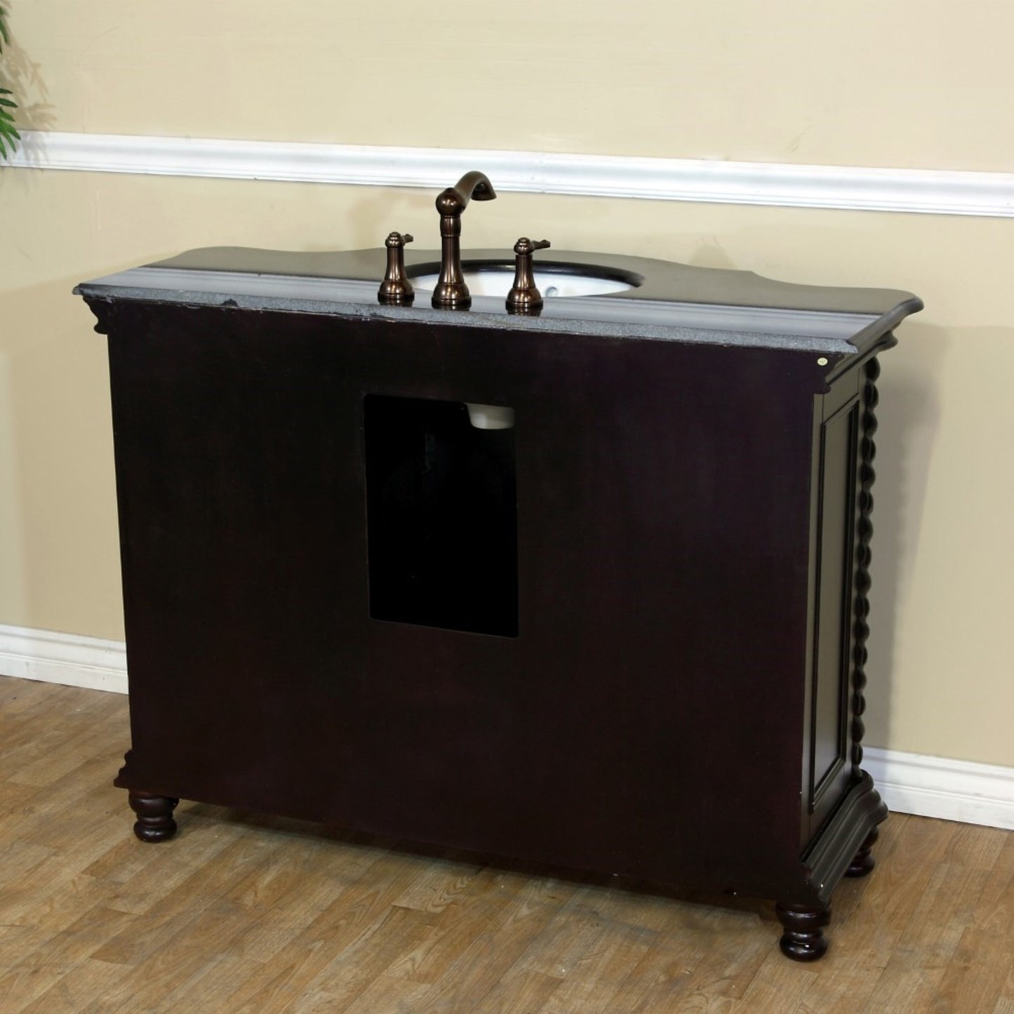 48" Single sink vanity wood dark mahogany black galaxy