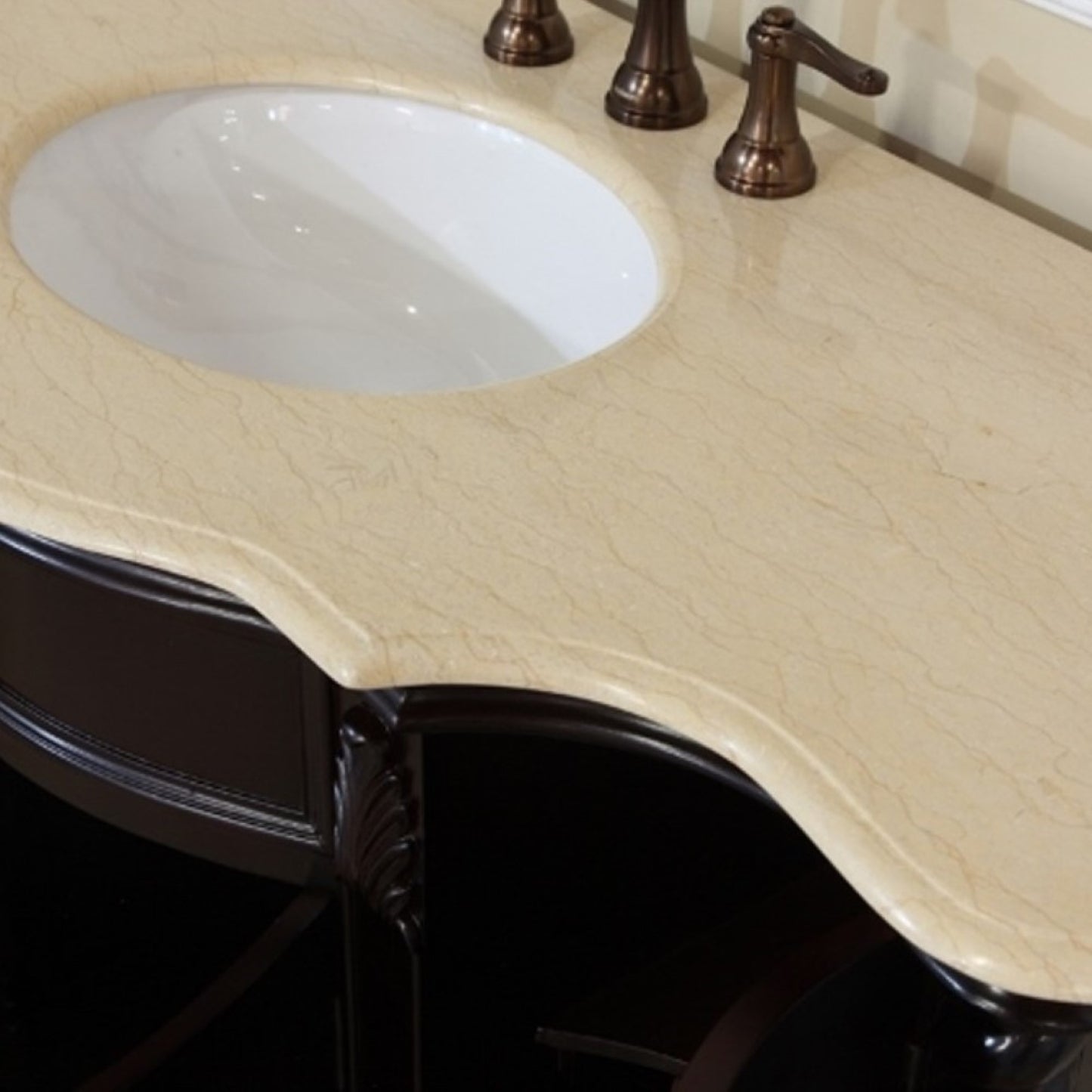 48" Single sink vanity wood dark mahogany creama marfil