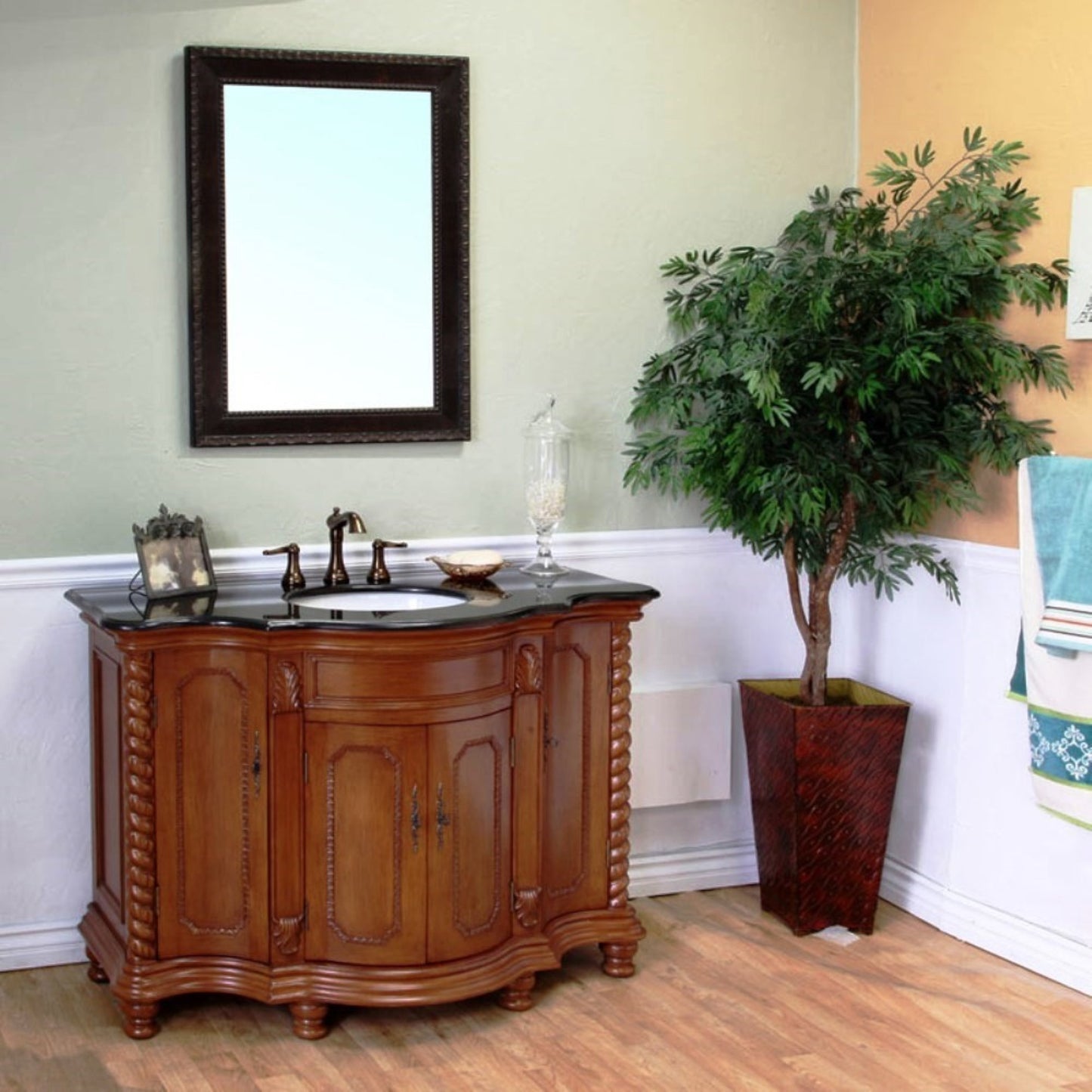 48" Single sink vanity wood Light walnut
