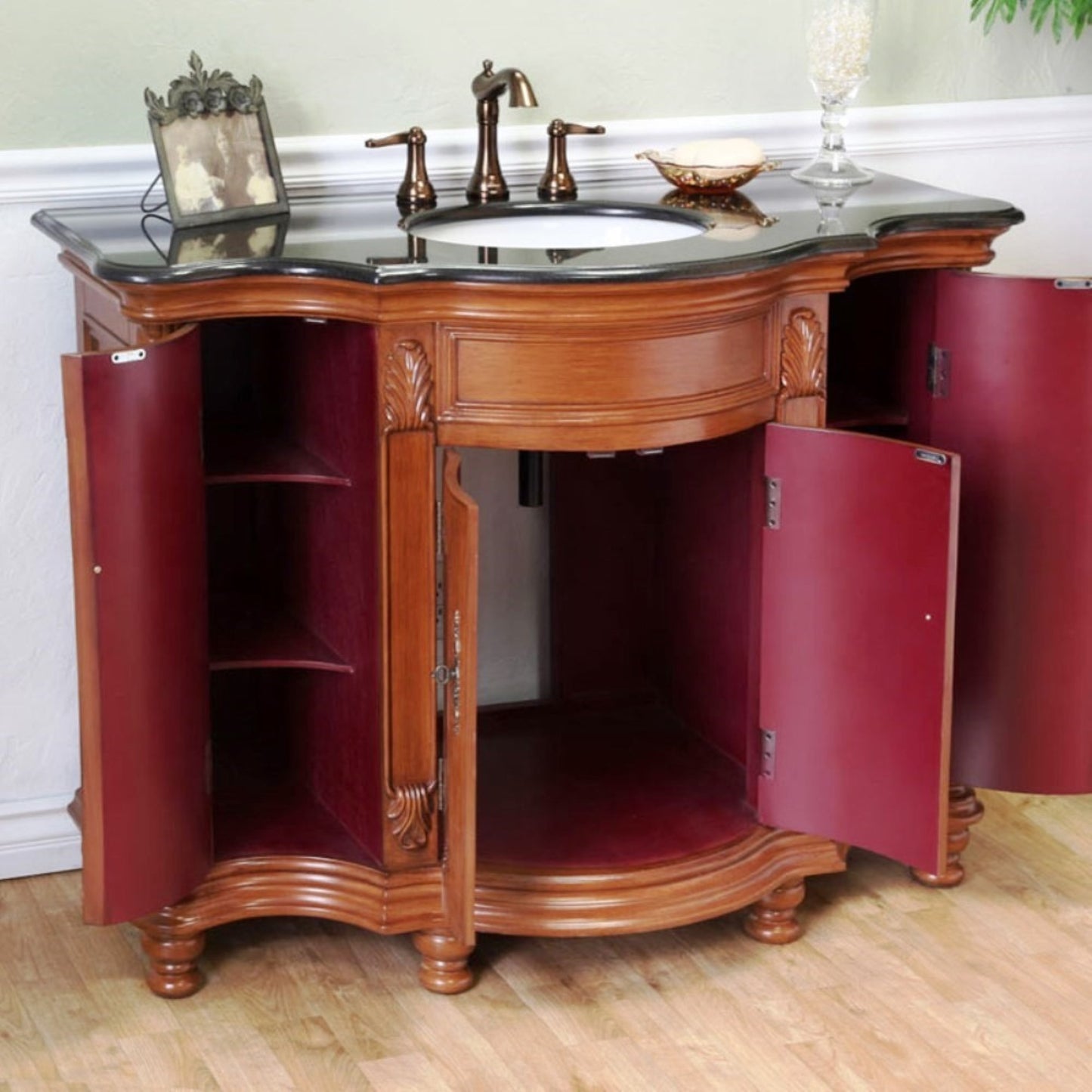 48" Single sink vanity wood Light walnut
