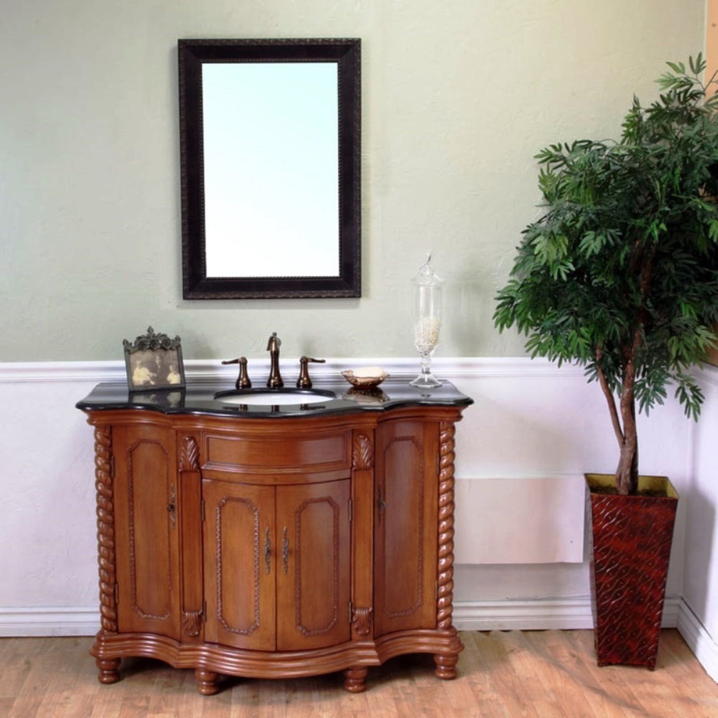 48" Single sink vanity wood Light walnut