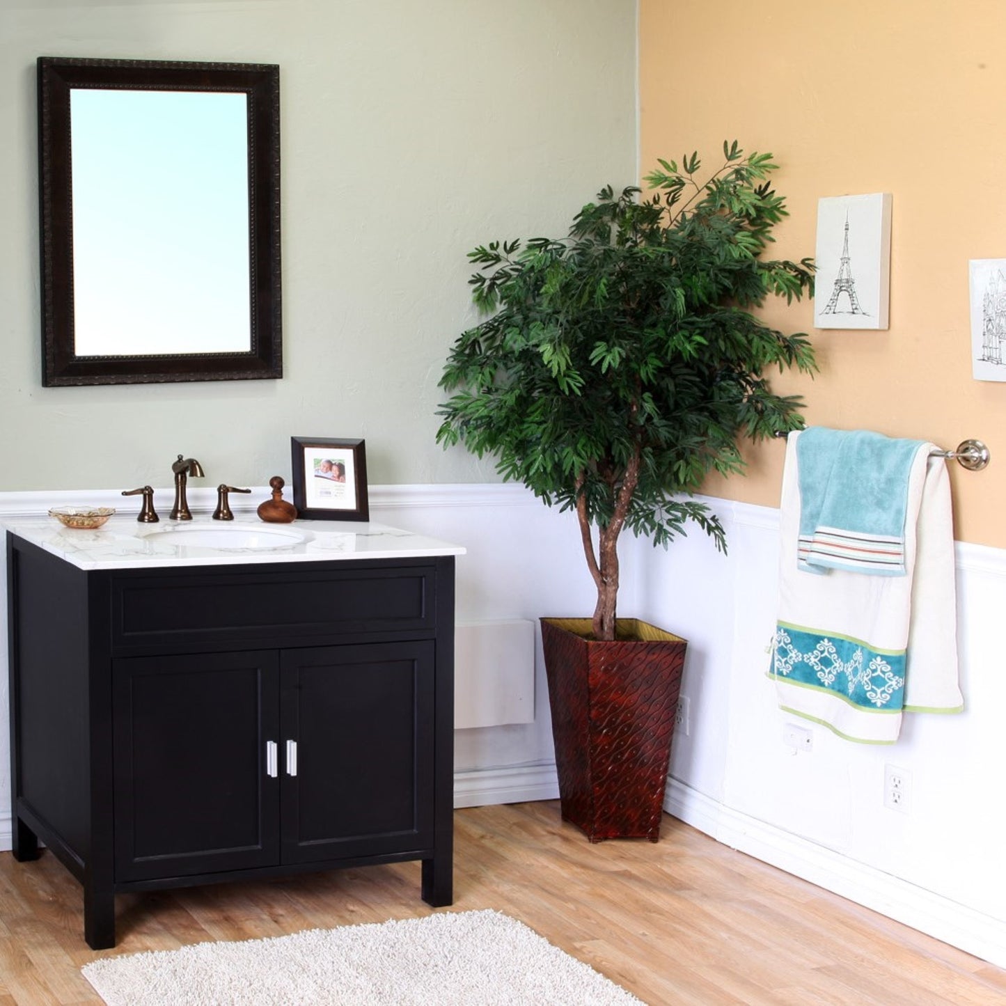 36" Single sink vanity wood ebony
