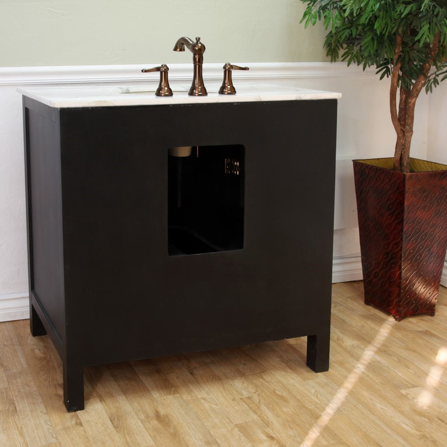 36" Single sink vanity wood ebony