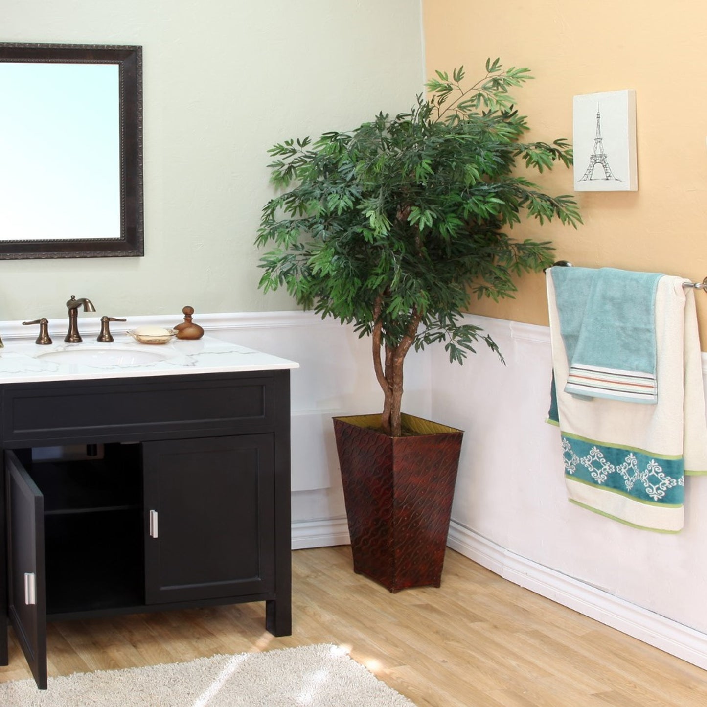 36" Single sink vanity wood ebony