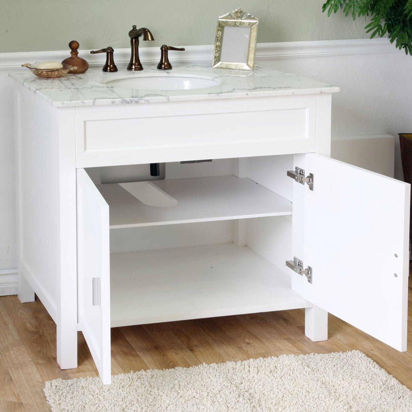 36" Single sink vanity wood white