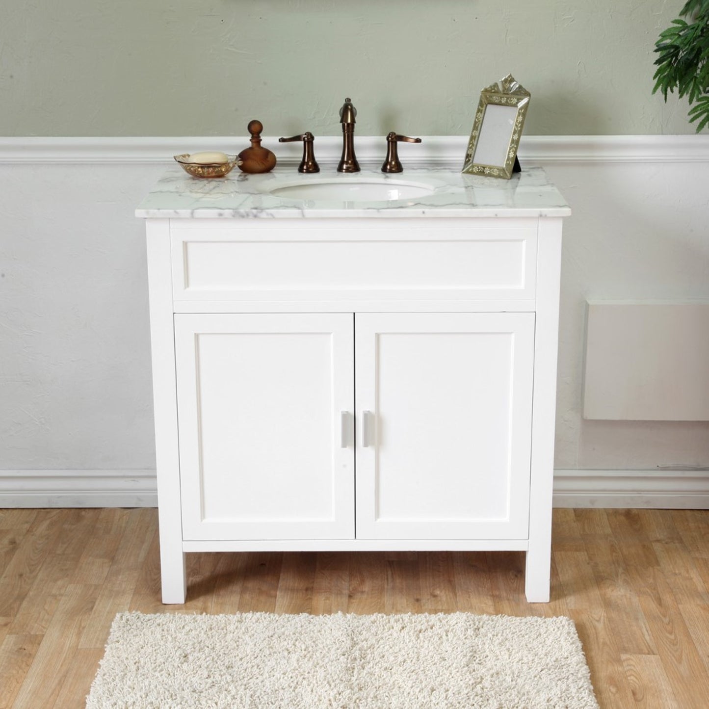 36" Single sink vanity wood white
