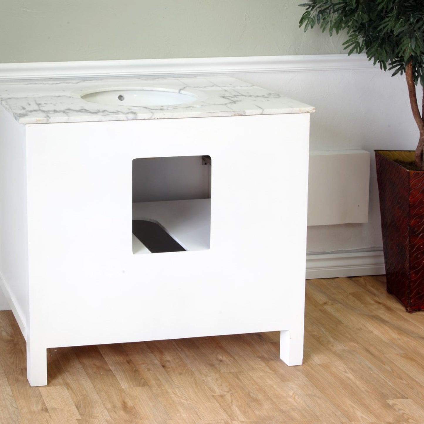36" Single sink vanity wood white