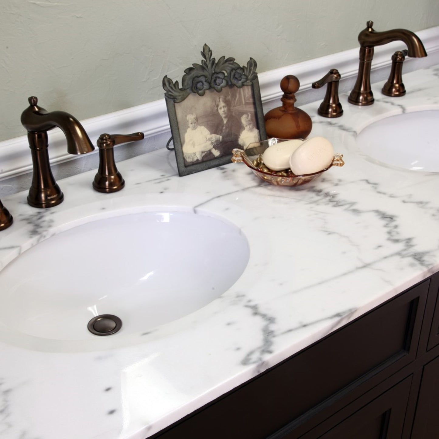 60" Double sink vanity wood ebony