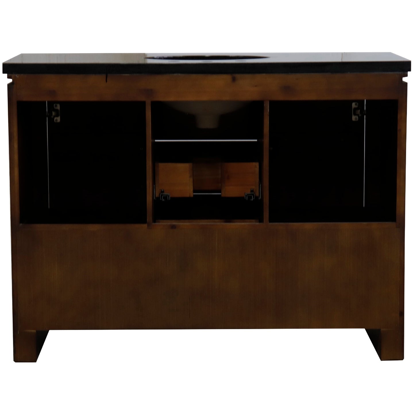 48" Single Sink Vanity Rustic Wood Finish in Black Granite Top