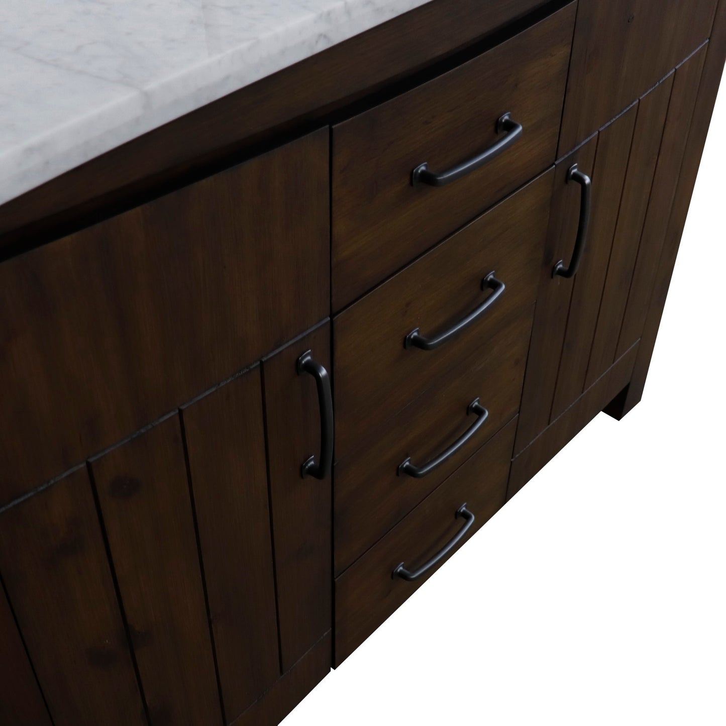 48" Single Sink Vanity Rustic Wood Finish in White marble Top