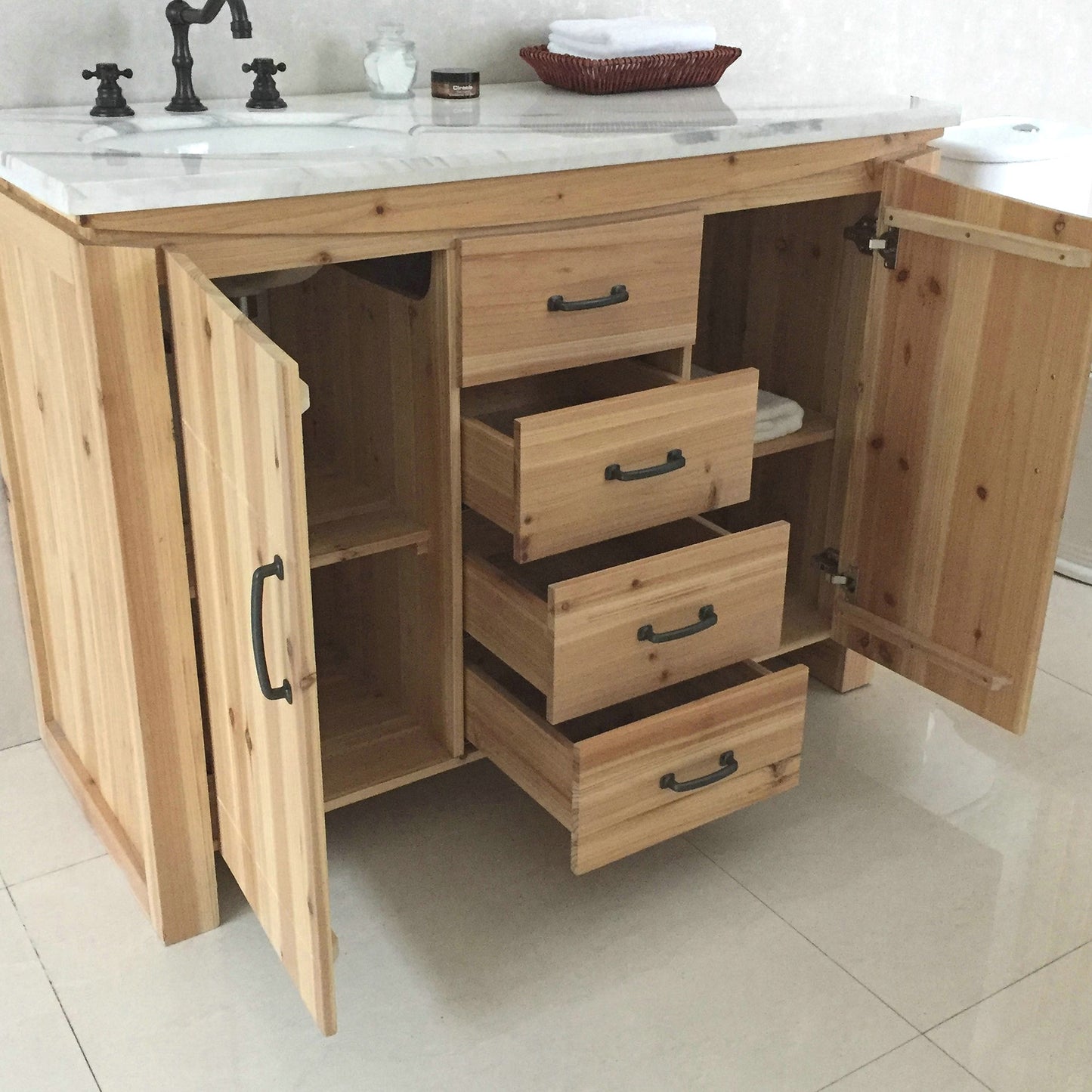 48" Single sink vanity solid fir natural