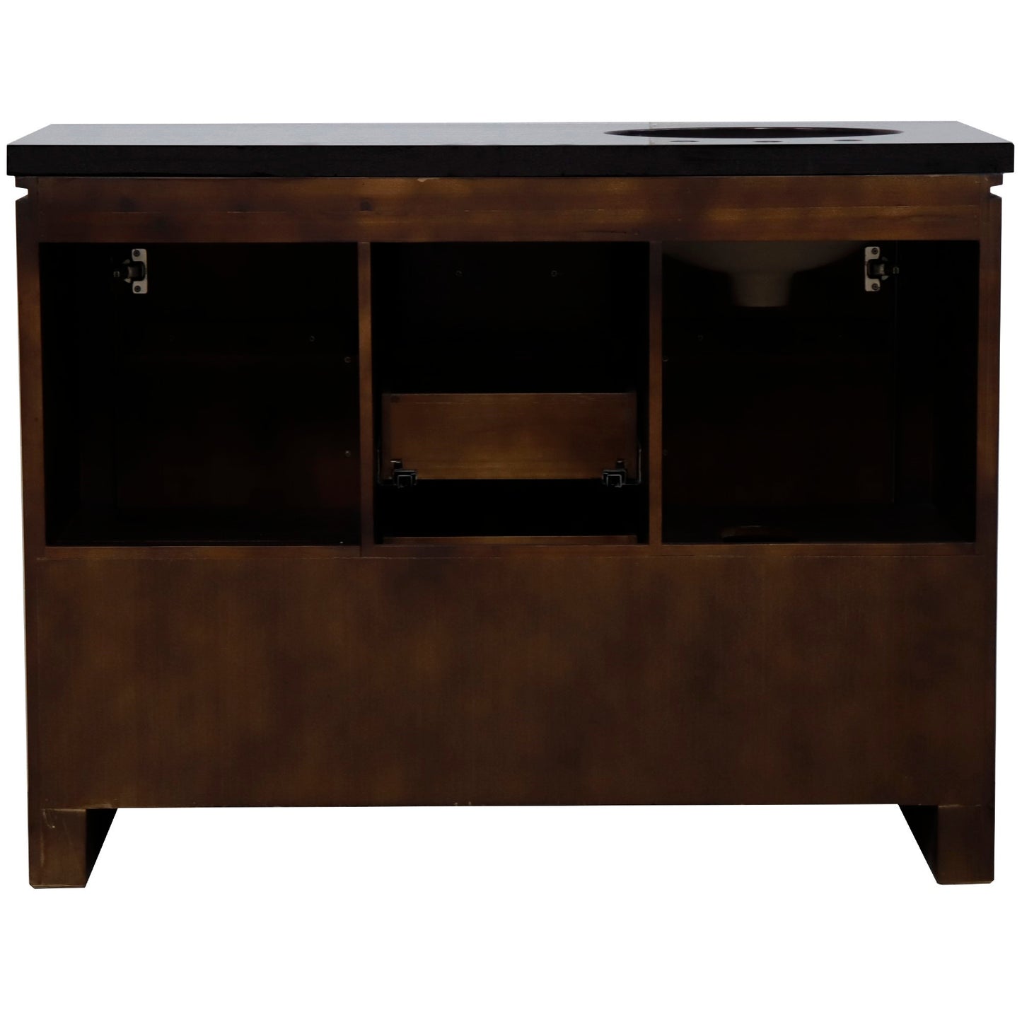 48" Single Sink Vanity Rustic Wood Finish in Black Granite Top