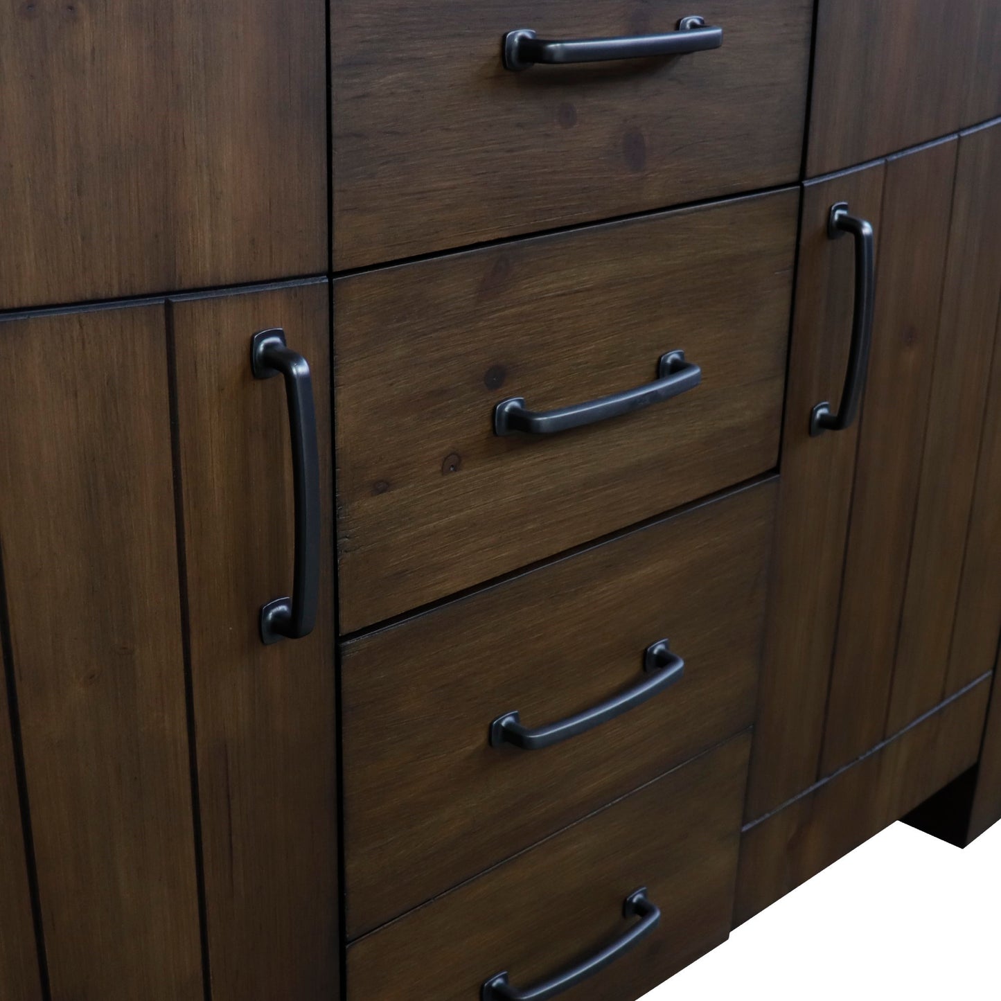 48" Single Sink Vanity Rustic Wood Finish in Black Granite Top
