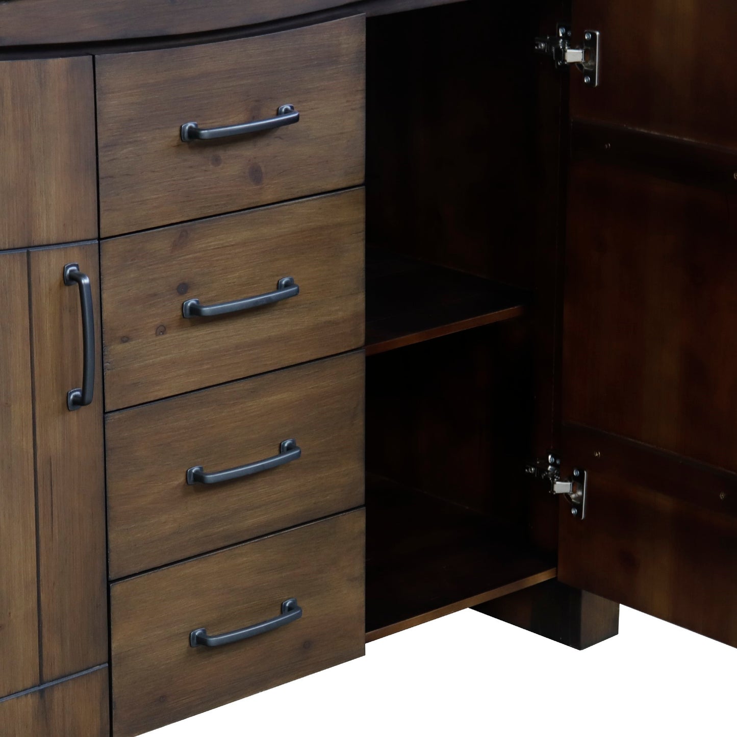 48" Single Sink Vanity Rustic Wood Finish in Black Granite Top