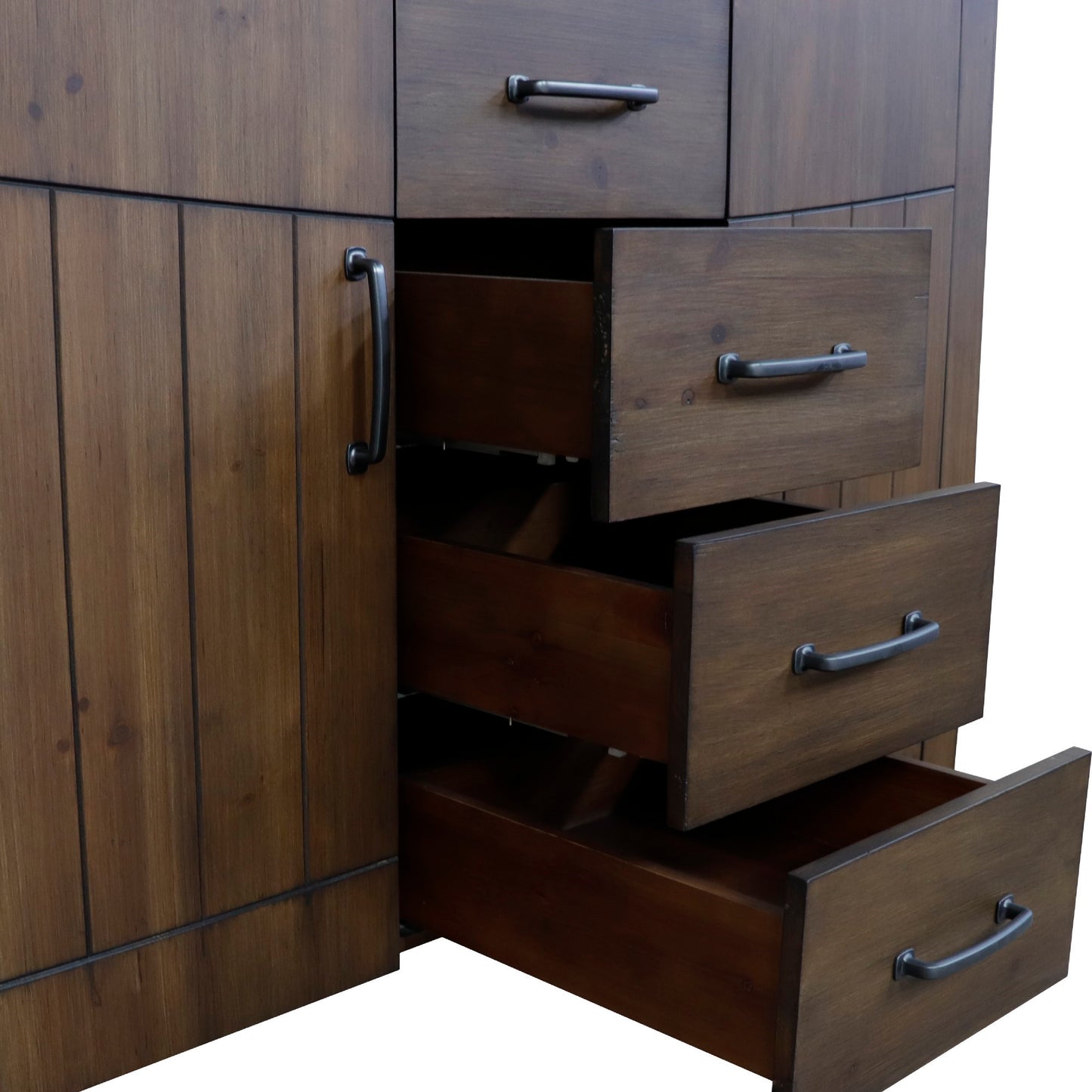 48" Single Sink Vanity Rustic Wood Finish in Black Granite Top