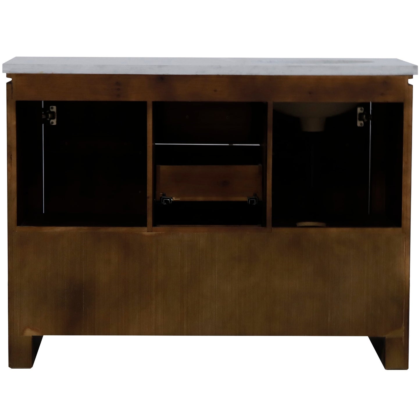 48" Single Sink Vanity Rustic Wood Finish in White marble Top