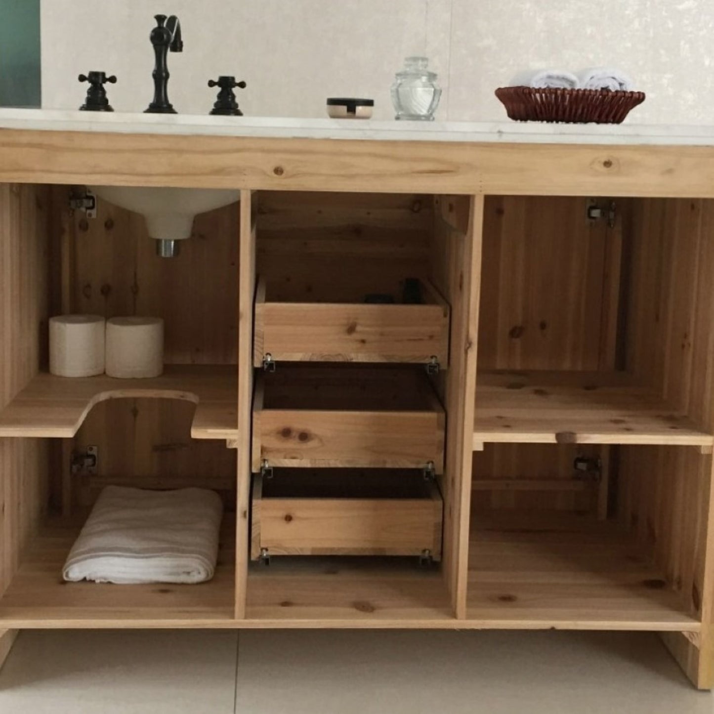 48" Single sink vanity solid fir natural