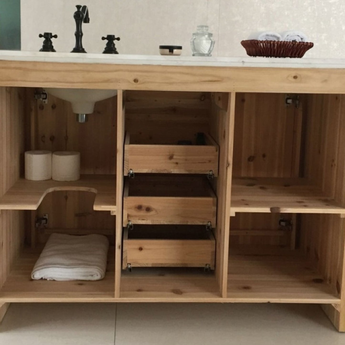 48" Single sink vanity solid fir natural