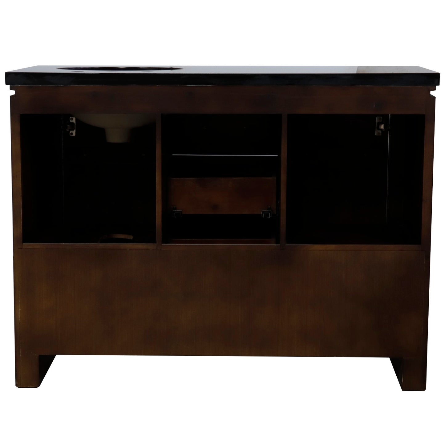 48" Single Sink Vanity Rustic Wood Finish in Black Granite Top