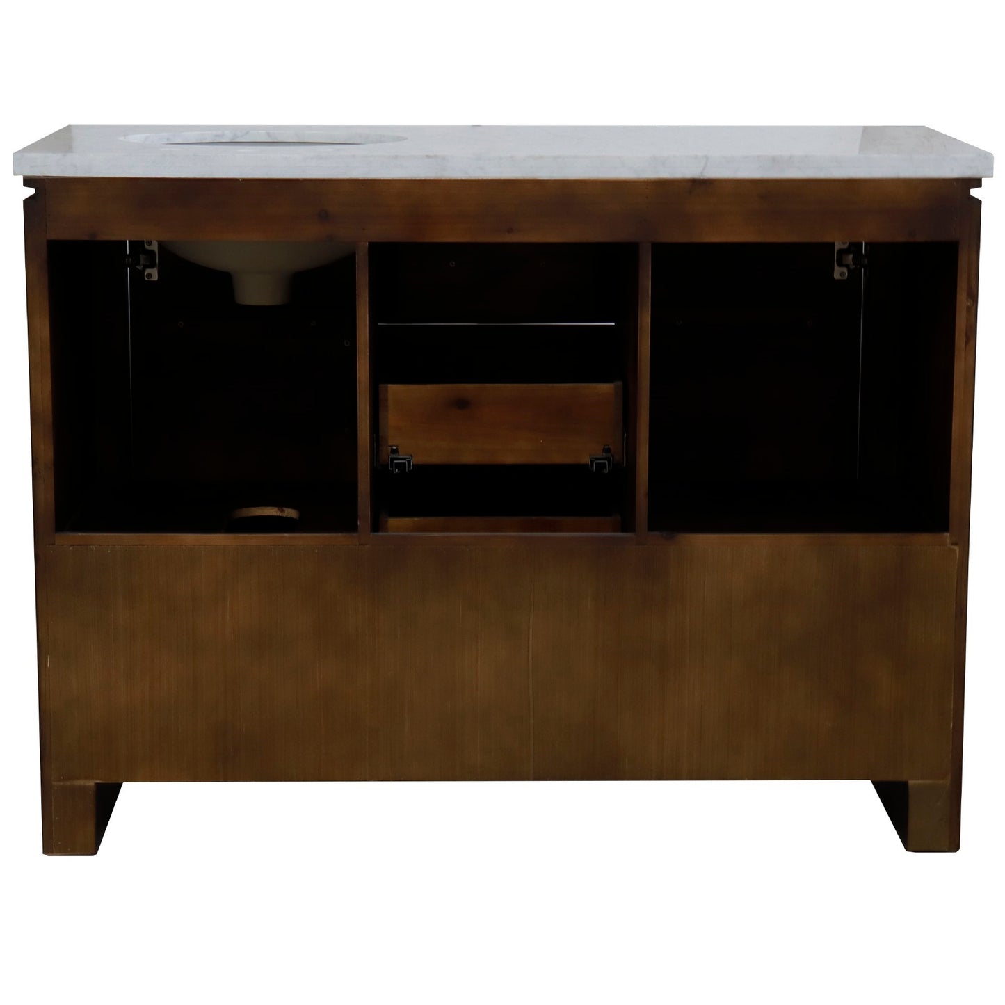 48" Single Sink Vanity Rustic Wood Finish in White marble Top