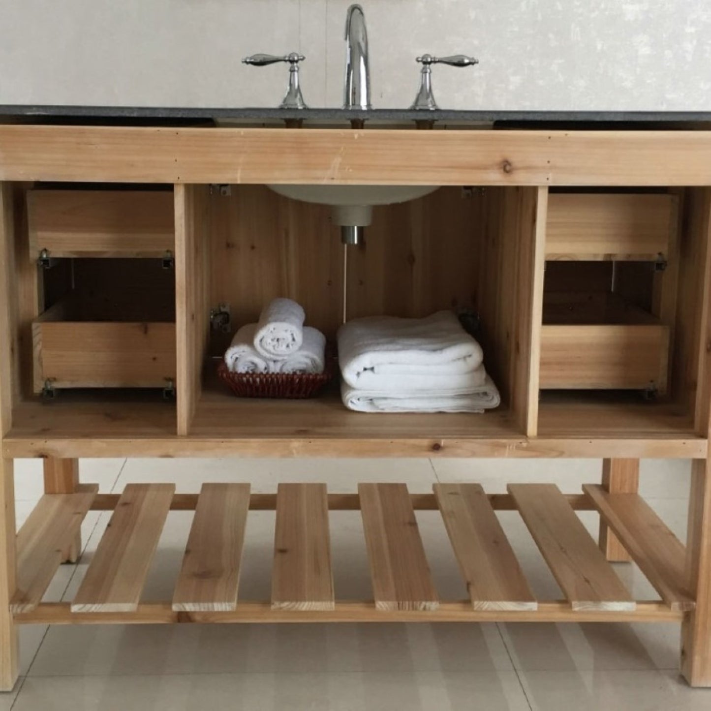 48" Single sink vanity solid fir natural