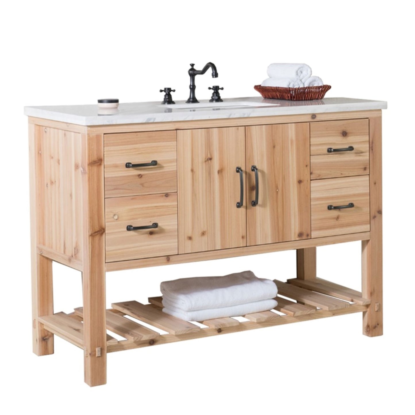 48" Single sink vanity solid fir natural