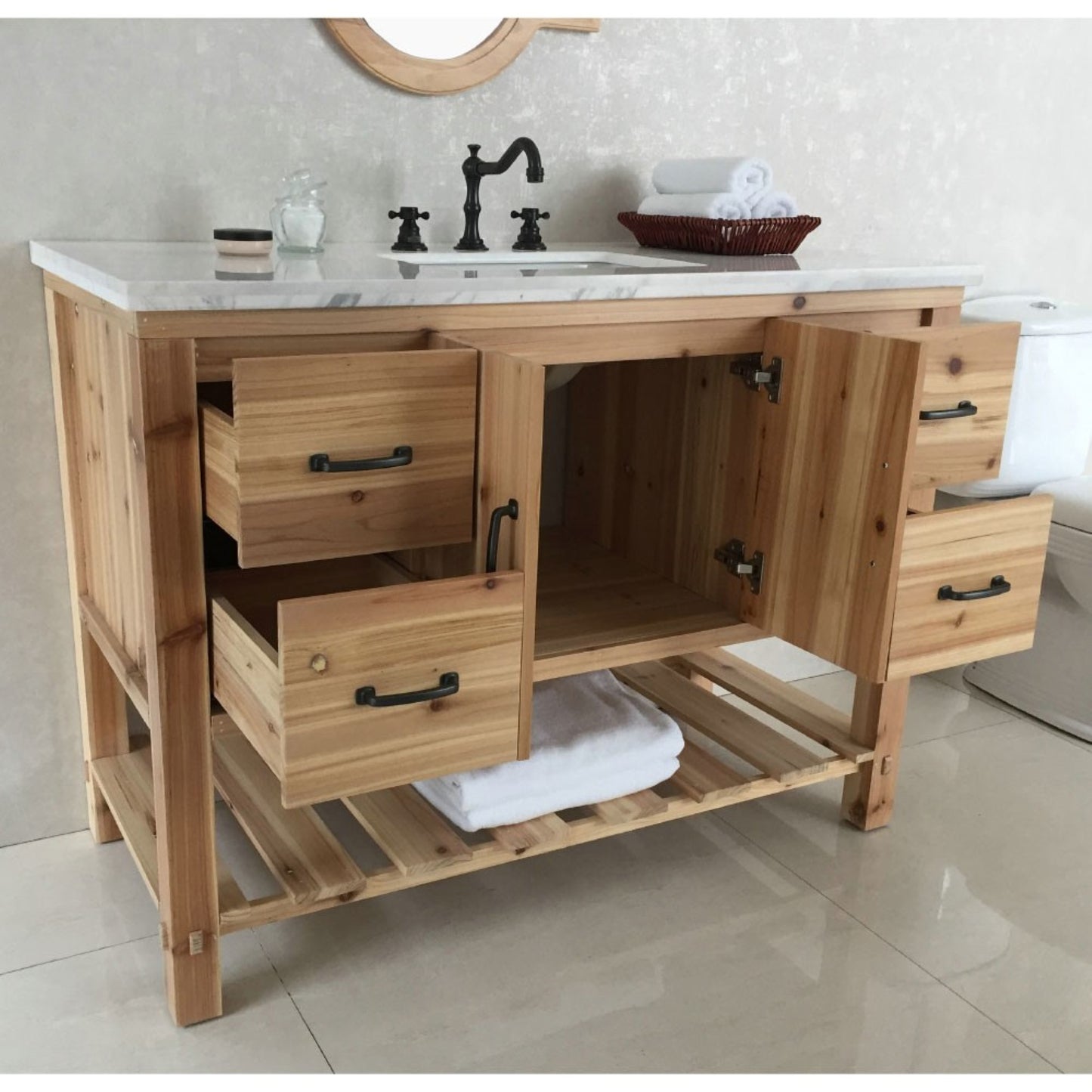 48" Single sink vanity solid fir natural