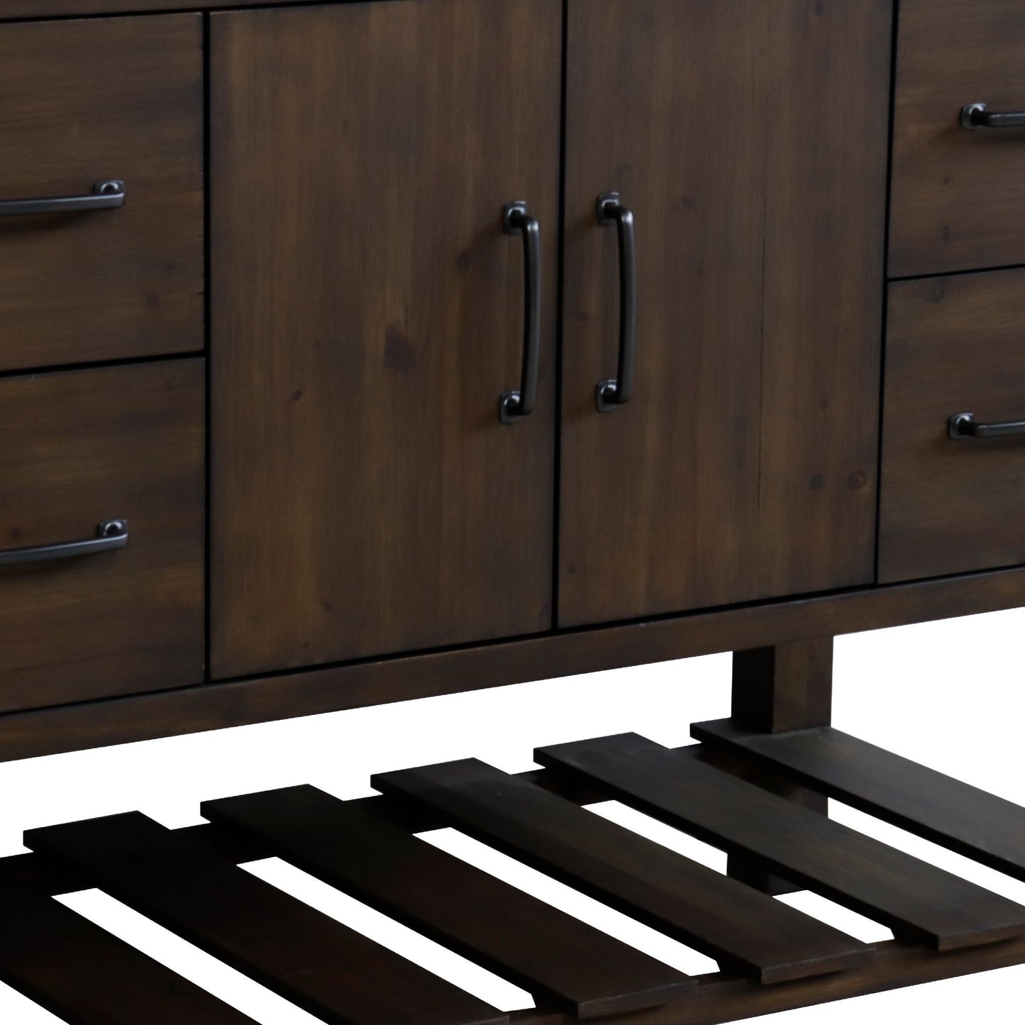 48" Single Sink Vanity Rustic Wood Finish in White marble Top