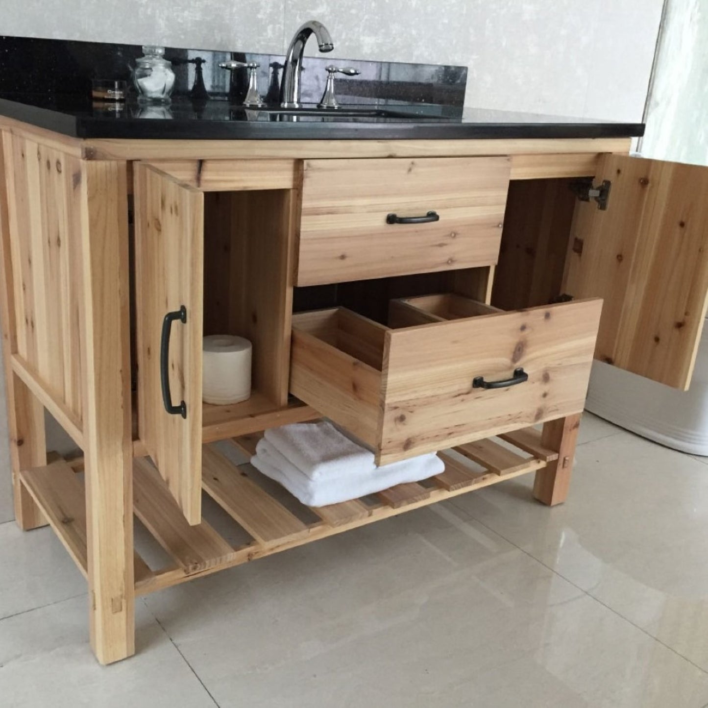 48" Single sink vanity solid fir natural