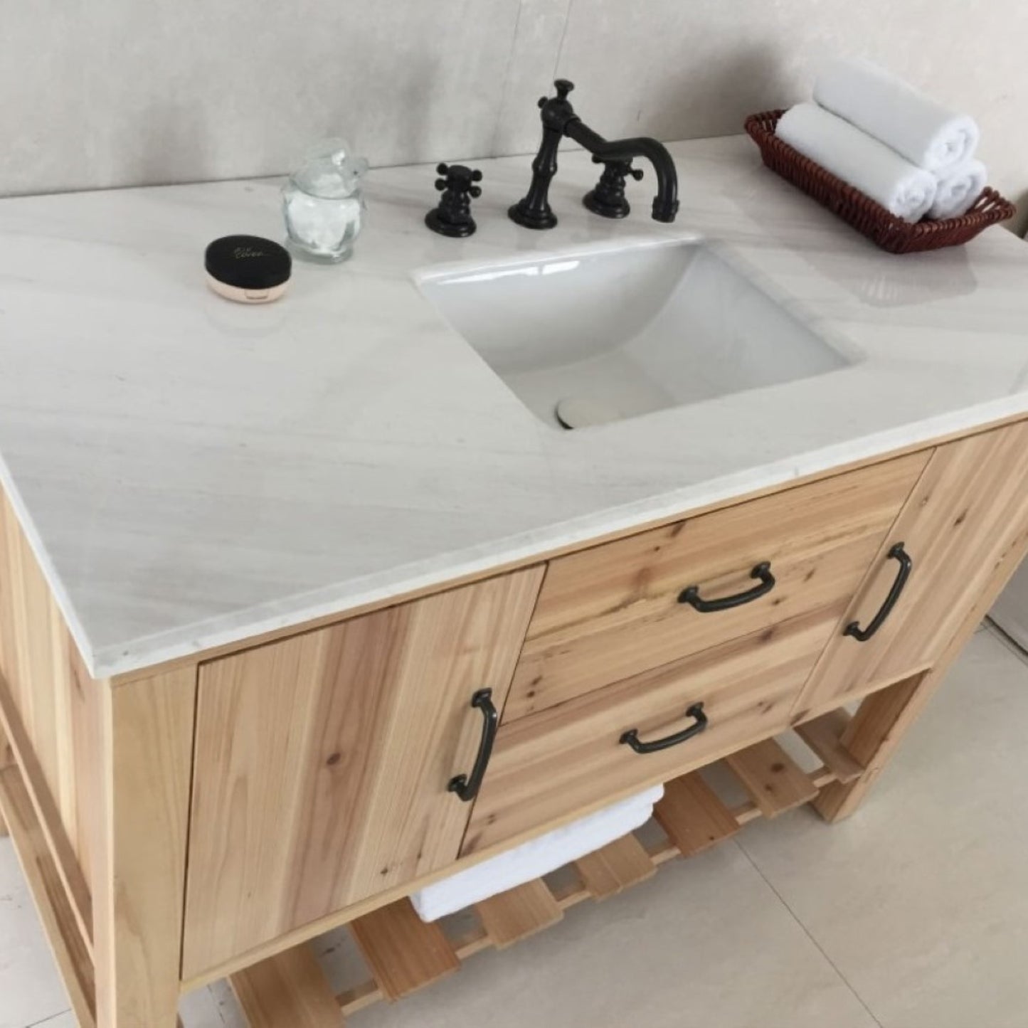 48" Single sink vanity solid fir natural