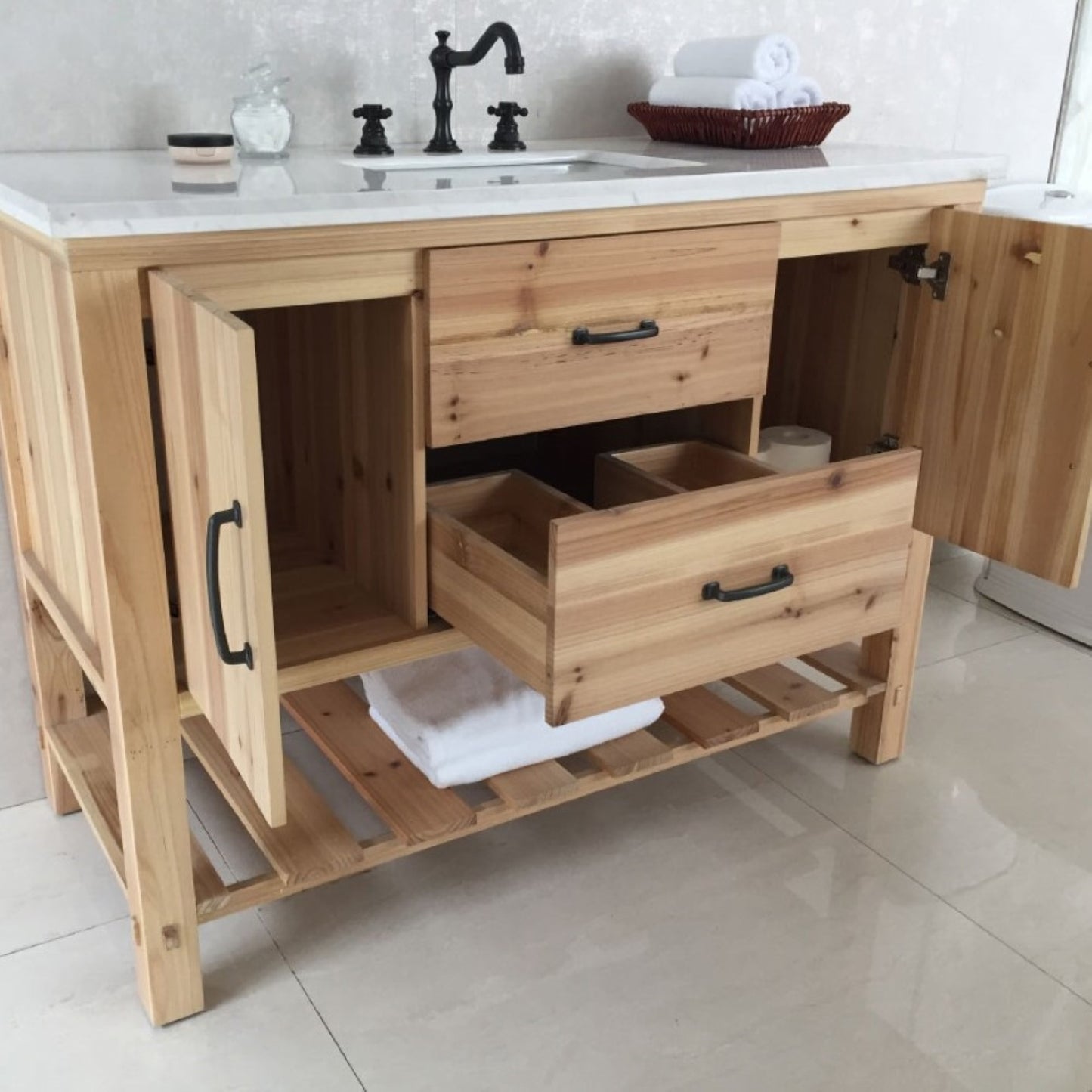 48" Single sink vanity solid fir natural