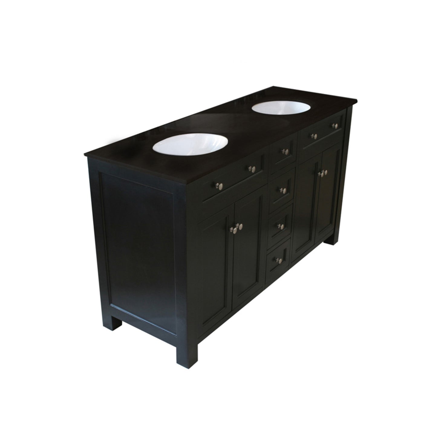 62" Double sink vanity wood black Black Galaxy Top