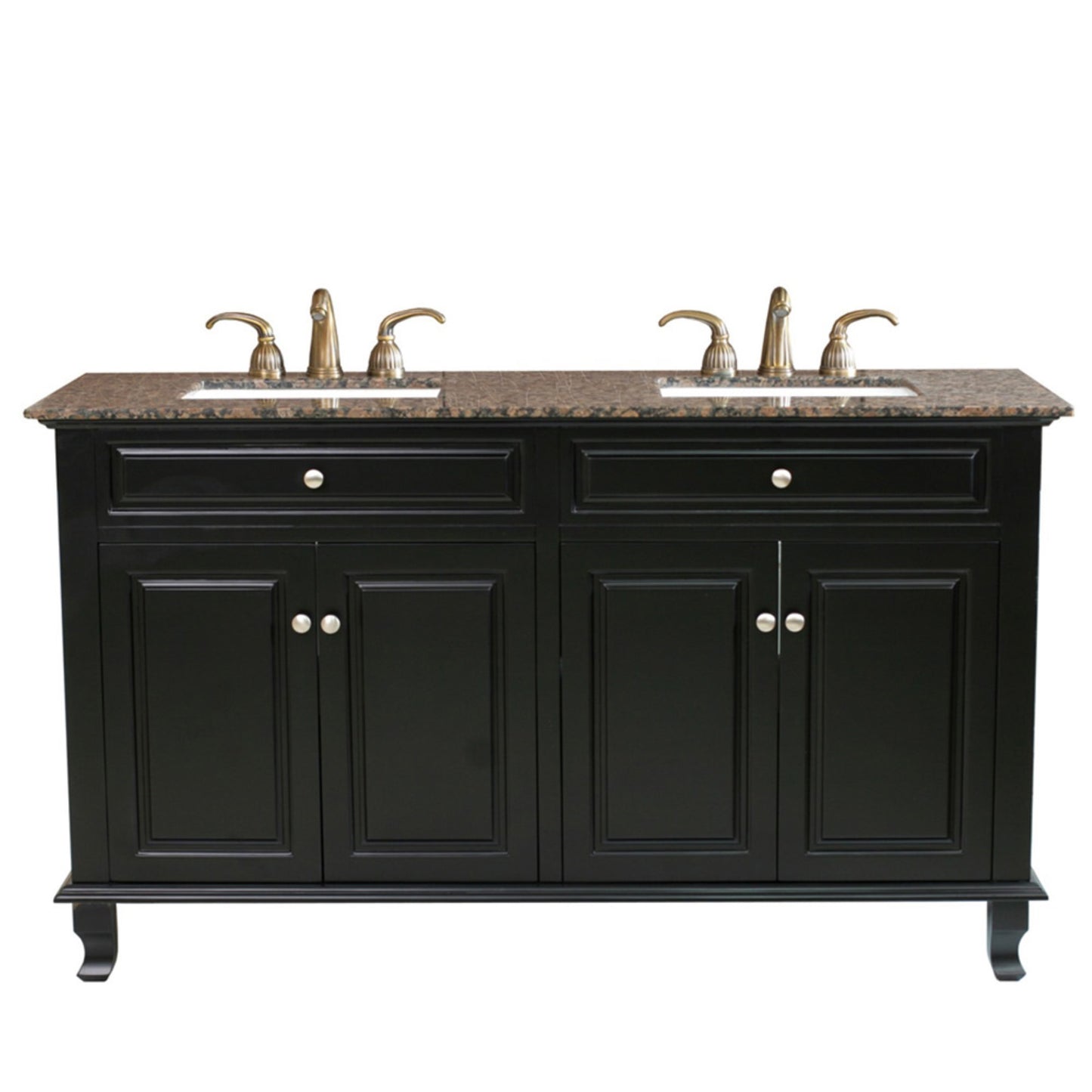 62" Double sink vanity wood ebony