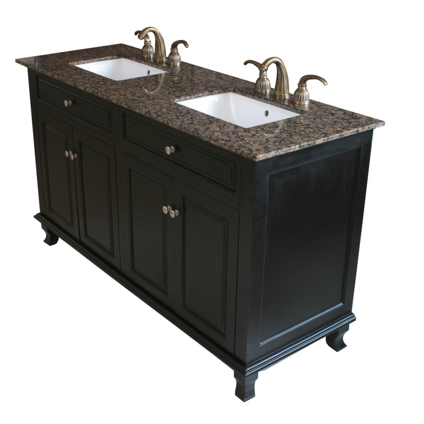 62" Double sink vanity wood ebony