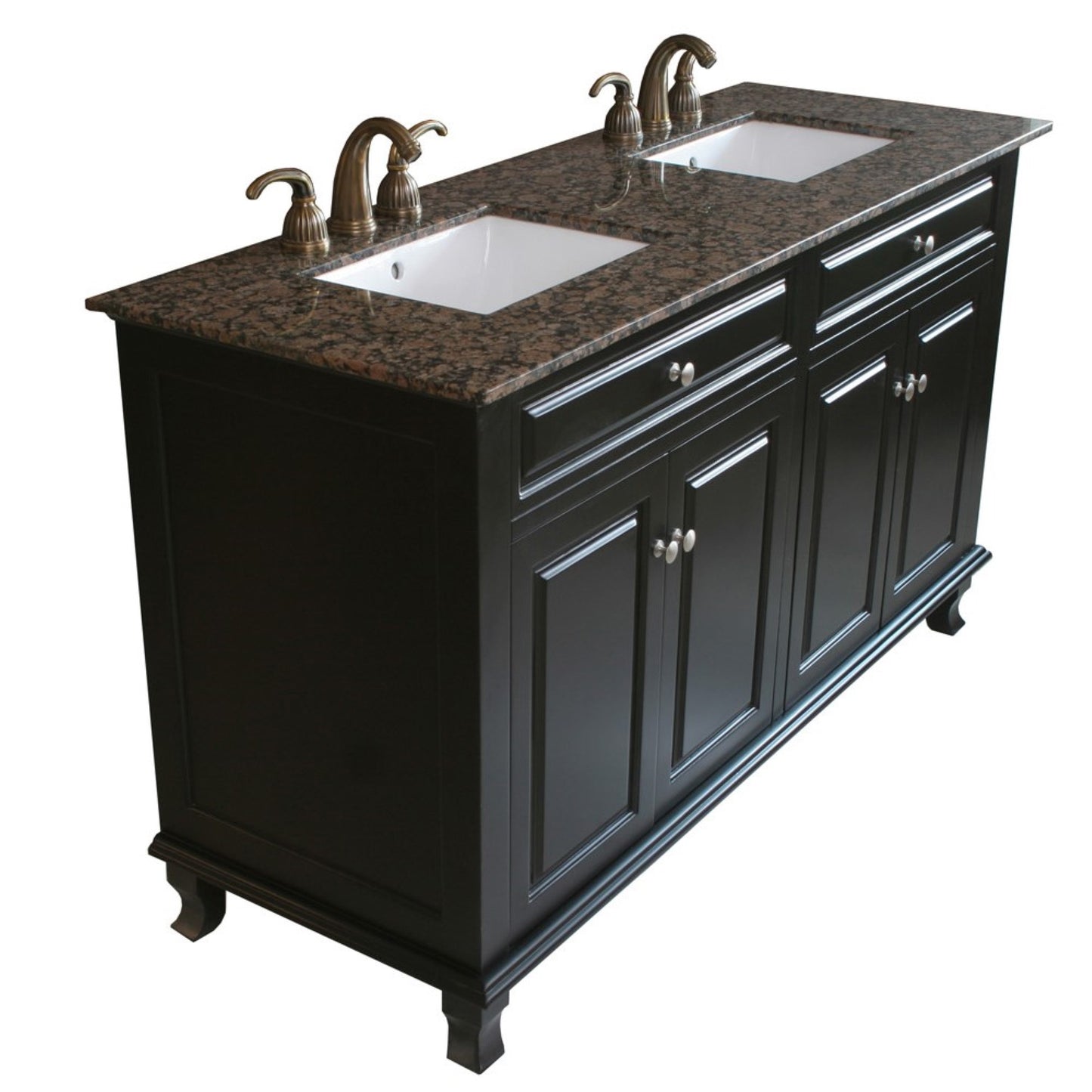 62" Double sink vanity wood ebony