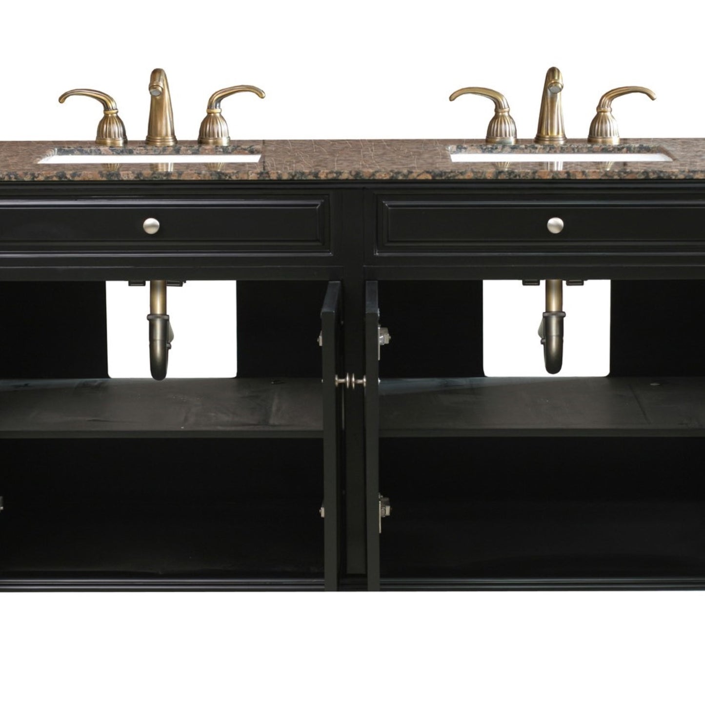 62" Double sink vanity wood ebony