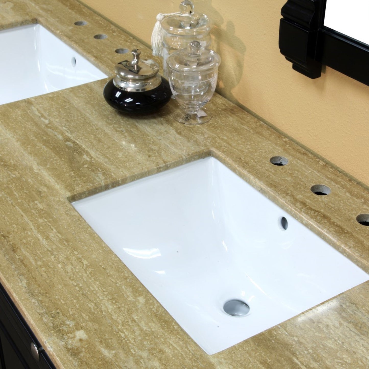 62" Double sink vanity wood ebony