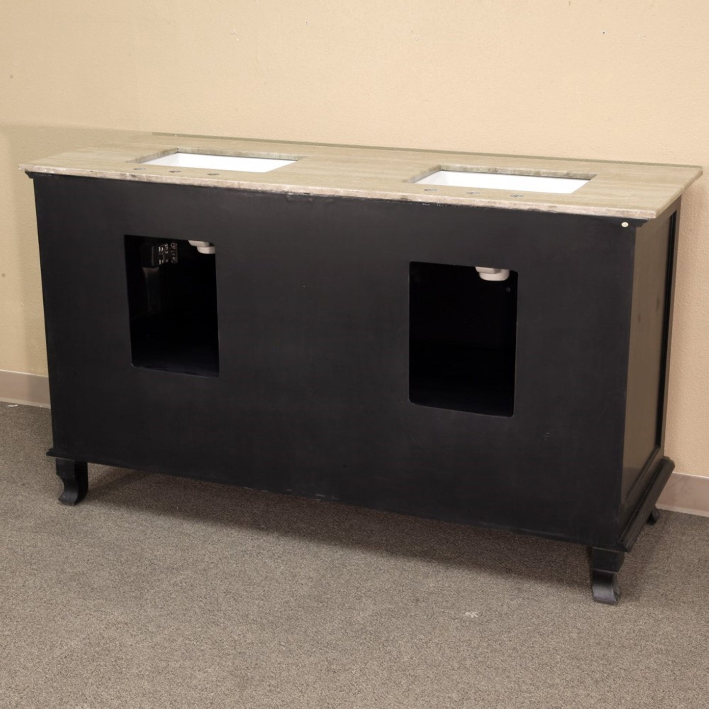 62" Double sink vanity wood ebony